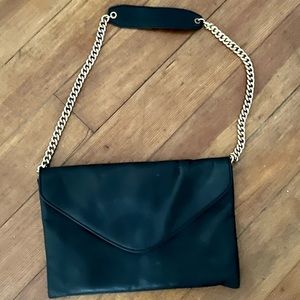 J. Crew Black Shoulder Bag with Gold Chain